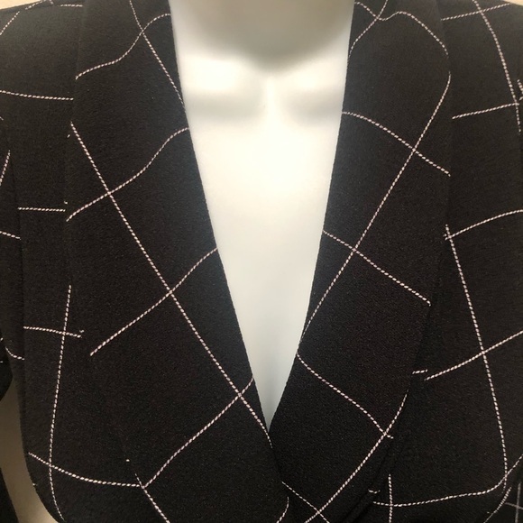 PrettyLittleThing Blazer Dress Sz. 2 Black Window Pane Check LS Tied Waist - Picture 5 of 8